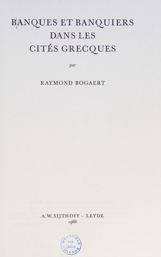 Cover for Banques et banquiers dans les cités grecques.