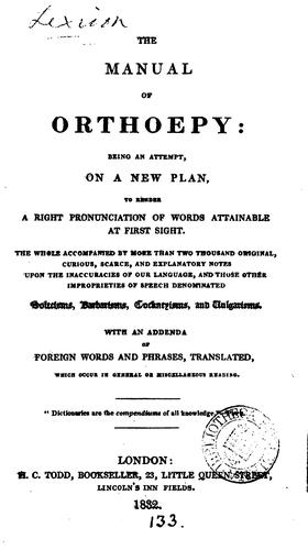 Cover for The manual of orthoepy
