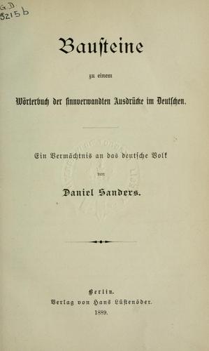Cover for Bausteine zu einem Wörterbuch der sinnverwandten Ausdrücke im Deutschen.