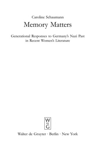 Cover for Memory matters