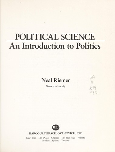 Cover for Political science