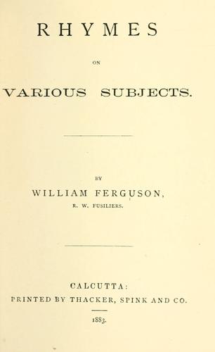 Cover for Rhymes on various subjects.