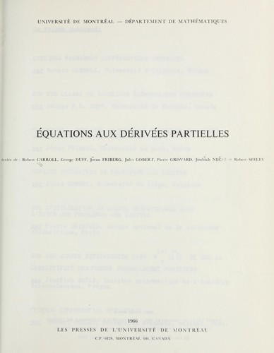 Cover for E quations aux de rive es partielles