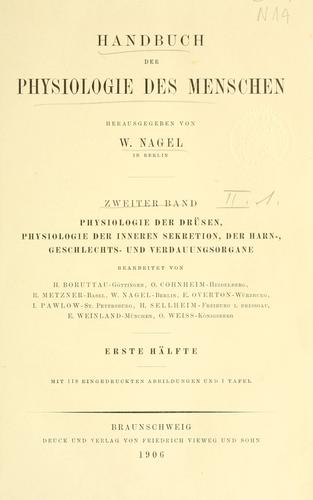 Cover for Handbuch der Physiologie des Menschen.