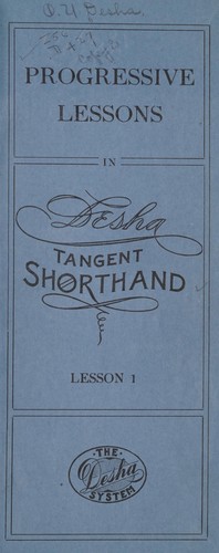 Cover for Progressive lessons in Desha tangent shorthand. Lessons 1-8