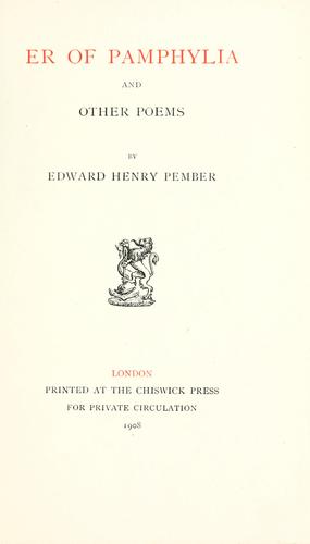 Cover for Er of Pamphylia, and other poems.
