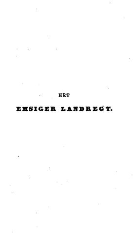 Cover for Het Emsiger landregt van het jaar 1312, naar een oorspronkelijk oud-Friesch perkamenten HS. uitg ...