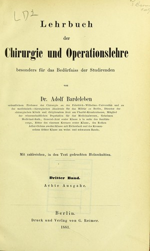 Cover for Lehrbuch der Chirurgie und Operationslehre