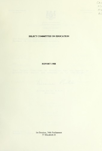 Cover for First report of the Select Committee on Education.