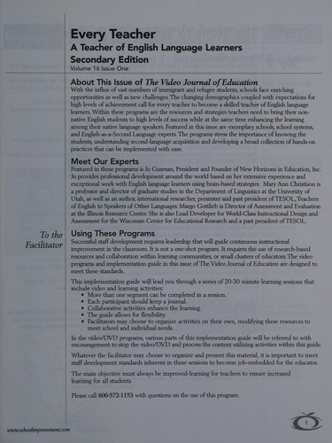 Cover for Every teacher--a teacher of English language learners