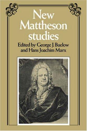Cover for New Mattheson Studies