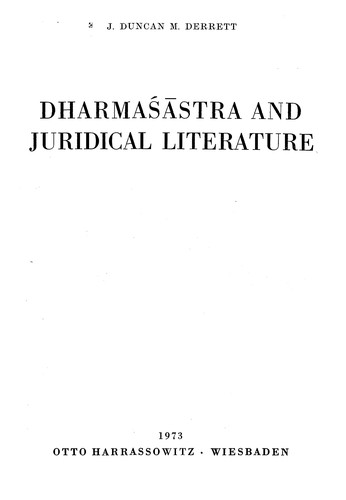 Cover for Dharmaśāstra and juridical literature
