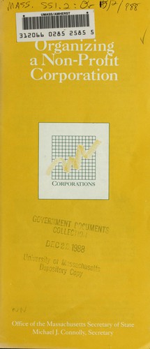 Cover for Organizing a nonprofit corporation