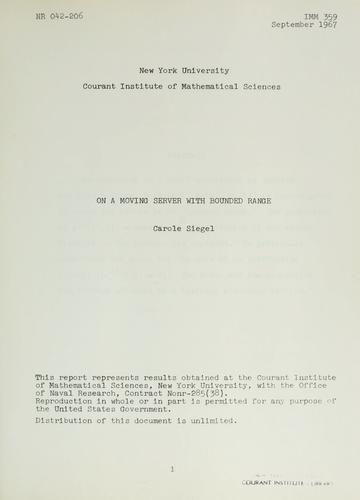 Cover for On a moving server with bounded range.