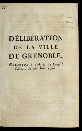 Cover for De libe ration