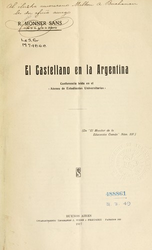 Cover for El Castellano en la Argentina