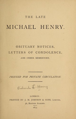 Cover for The late Michael Henry