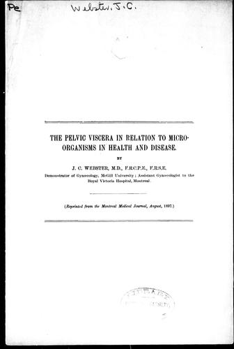 Cover for The pelvic viscera in relation to microorganisms in health and disease