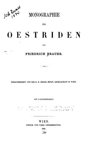 Cover for Monographie der oestriden