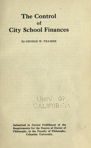 Cover for The control of city school finances