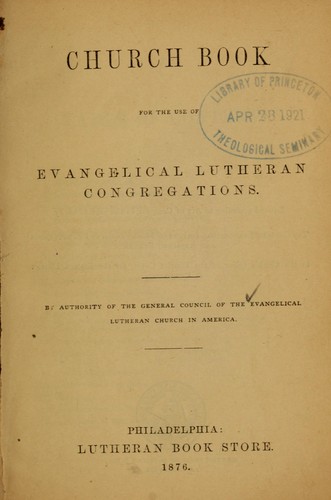 Cover for Church book, for the use of Evangelical Lutheran  congregations