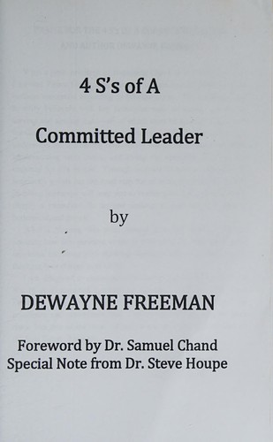 Cover for 4S's of a Committed Leader