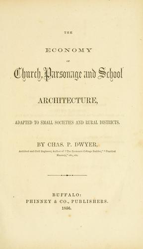 Cover for The economy of church, parsonage and school architecture