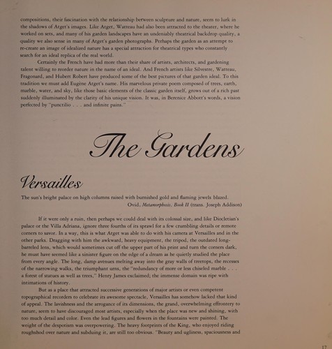 Cover for ATGET'S GARDENS.