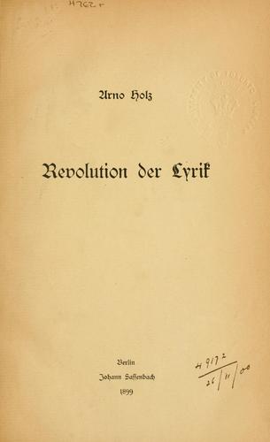 Cover for Revolution der Lyrik.