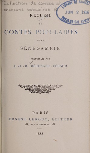 Cover for Recueil de contes populaires de la Sénégambie