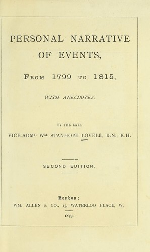 Cover for Personal narrative of events, from 1799 to 1815, with anecdotes