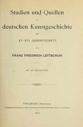 Cover for Studien und quellen zur deutschen Kunstgeschichte des XV.-XVI. jahrhunderts