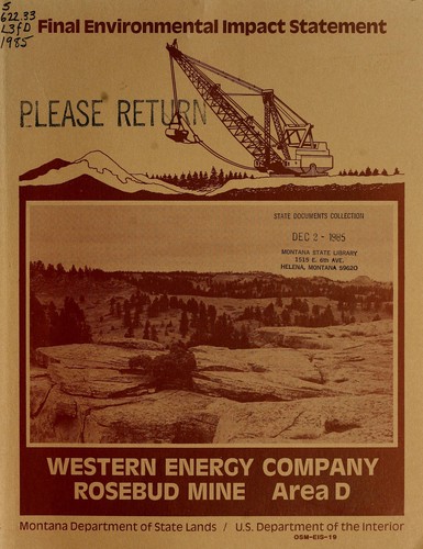 Cover for Final environmental impact statement, Western Energy Company's Rosebud Mine area D