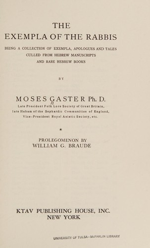 Cover for The exempla of the rabbis