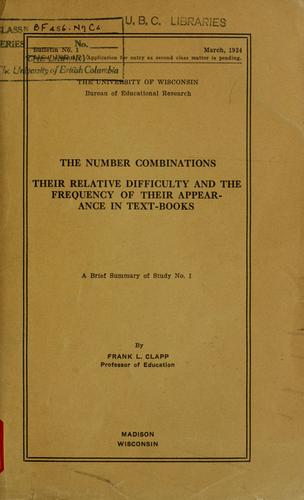 Cover for The number combinations, their relative difficulty and the frequency of their appearance in text-books