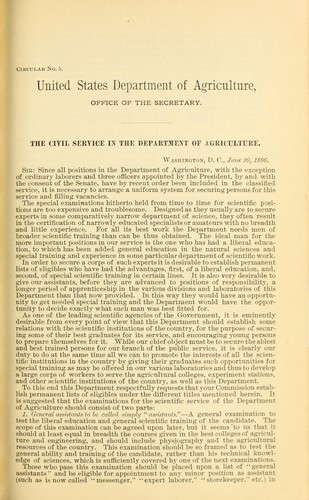 Cover for The civil service in the Department of Agriculture