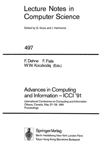 Cover for Advances in computing and information--ICCI '91