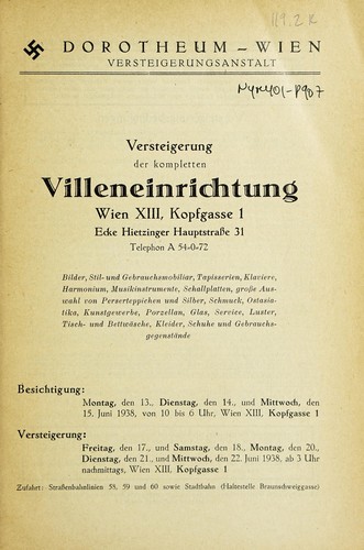 Cover for Verstiegerung der kompletten Villeneingrichtung