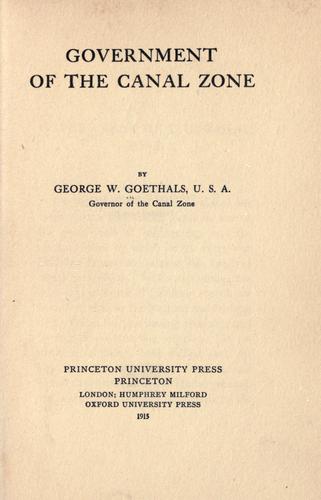 Cover for Government of the Canal Zone