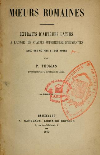 Cover for Moeurs Romaines