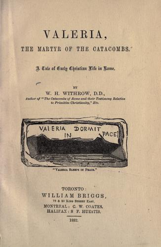 Cover for Valeria, the martyr of the catacombs