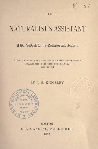 Cover for naturalist's assistant