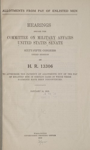 Cover for Allotments from pay of enlisted men