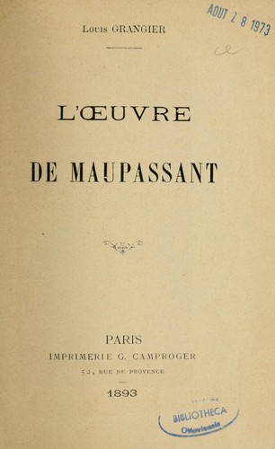 Cover for L'Oeuvre de Maupassant