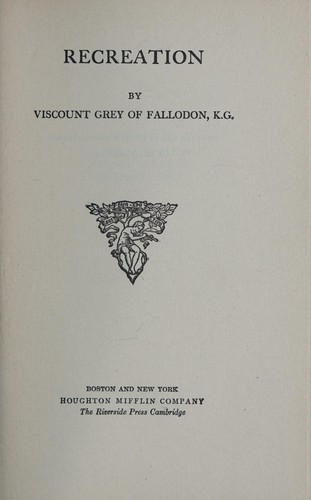Cover for Recreation.