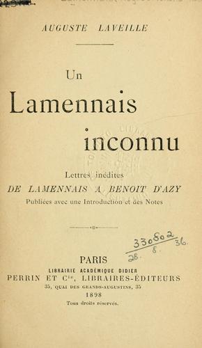 Cover for Un Lamennais inconnu