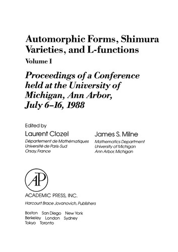 Cover for Automorphic Forms, Shimura Varieties and L-Functions