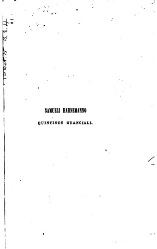 Cover for Hahnemannus: seu, De homoeopathia nova medica scientia libri octo. Q. Guanciali...