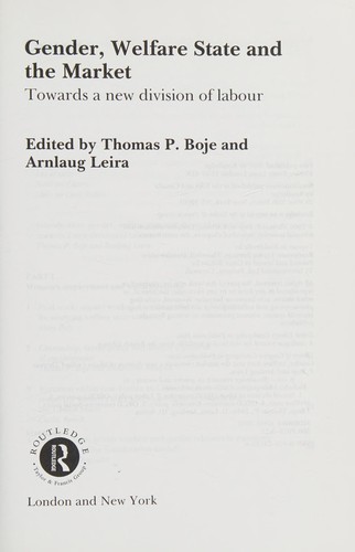 Cover for Gender, welfare state and the market