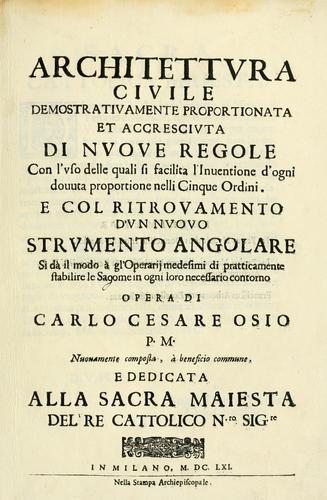 Cover for Architettura ciuile demostratiuamente proportionata et accresciuta di nuoue regole